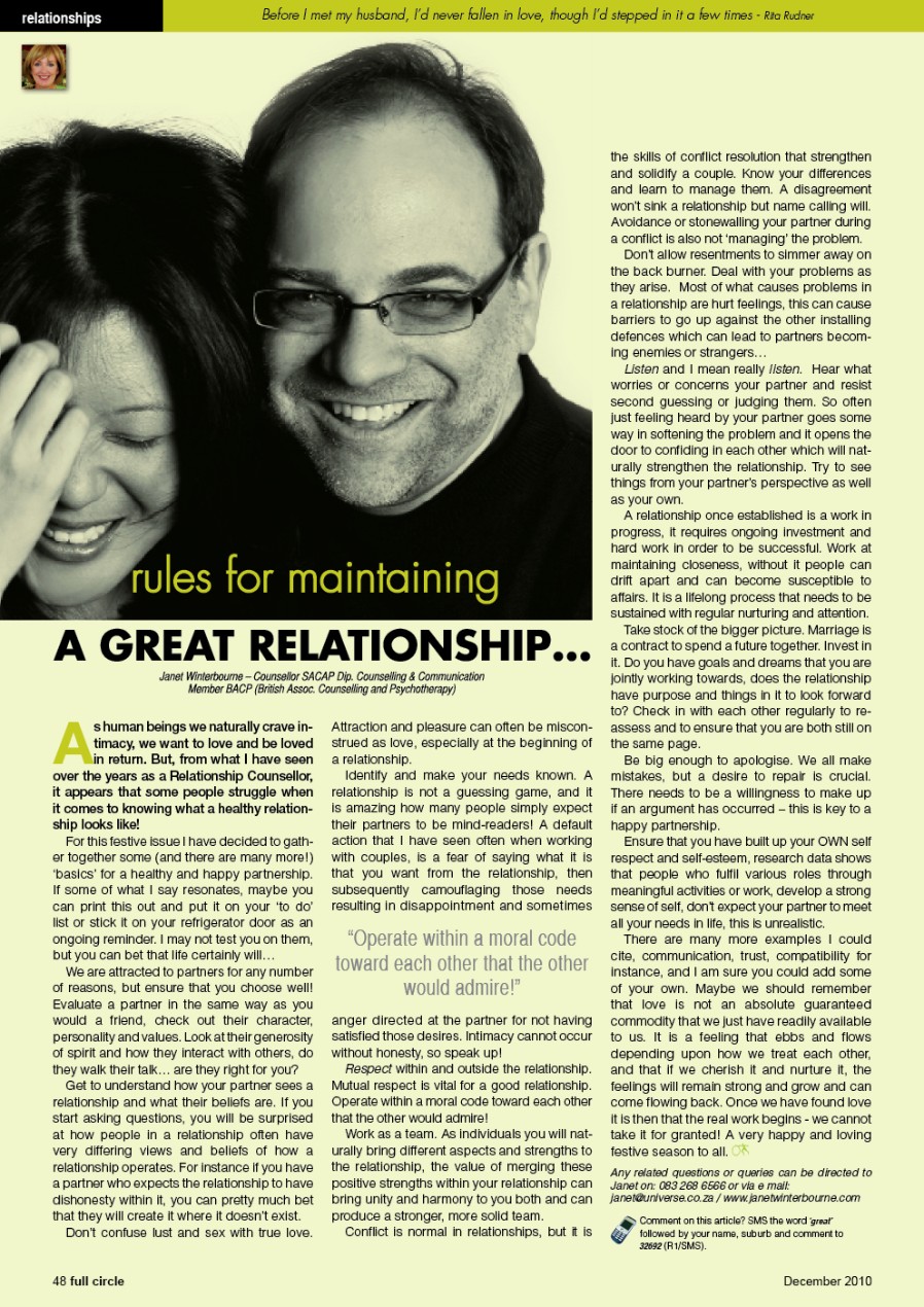 Rules for maintaining a great relationship Psychologist Cape Town Rules for maintaining a great relationship Psychologist Cape Town